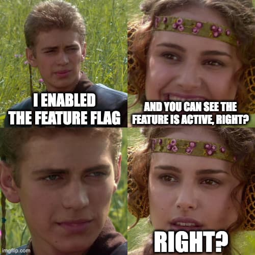 Is this feature flag on? Anakin Skywalker meme.